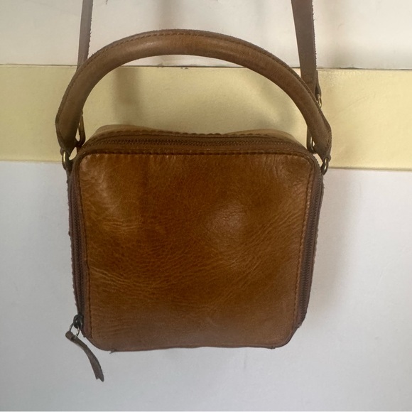Madewell Leather Square Satchel Bag Shoulder Crossbody Zip Satchel Minimalist - Picture 7 of 16